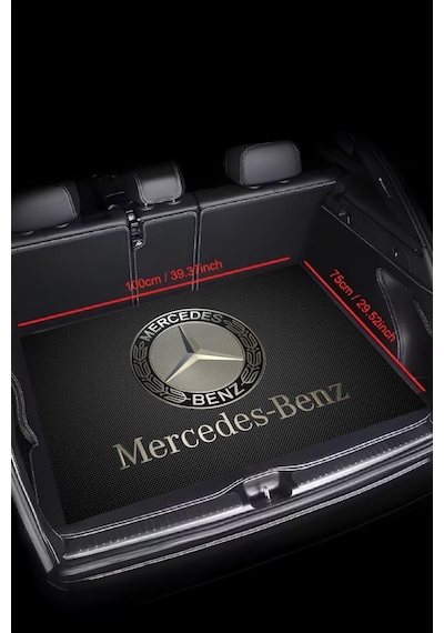 Dijital Baskı Dekoratif Mercedes Desen Araba Bagaj Matı Yıkanabilir Bagaj Havuzu