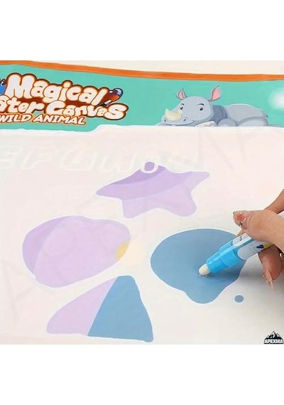 Vahşi Orman Hayvanları Temalı Sulu Sihirli Boyama Halısı - Özel Sulu Kalem Ile Water Painting Su Mat Genel