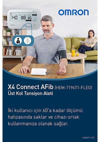 Omron X4 Connect Afib Üst Koldan Ölçer Dijital Tansiyon Aleti