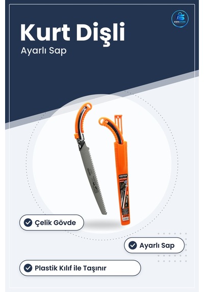 Kılıflı Testere Çelik Kurt Dişli Ayarlı Sap Plastik Kılıf Ahşap H