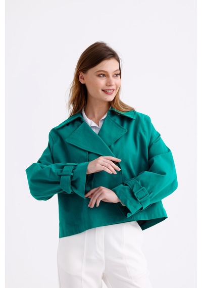 Pastelastore %100 Pamuk Gabardin Astarlı Oversize Geniş Kalıp Kadın Crop Kısa Trençkot 1122 Zümrüt Yeşili Pastelastore %100 Pamuk Gabardin Astarlı Oversize Geniş Kalıp Kadın Crop Kısa Trençkot 1122 Zümrüt Yeşili
