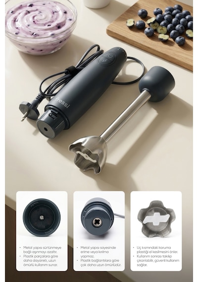 Fressi FR-HB271 1500 W Paslanmaz Çelik Bıçaklı Turbo El Blender