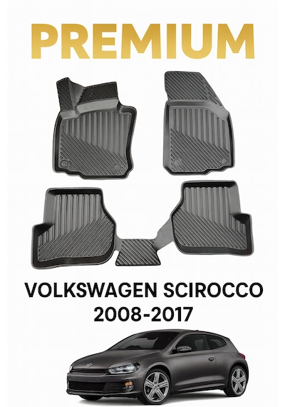 Volkswagen Scirocco 2008-2017 Uyumlu 3d Havuzlu Oto Paspas Premium