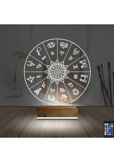 Luvivia Astroloji Burç Lotus 3d Lamba - Masa Gece Lambası Şeffaf