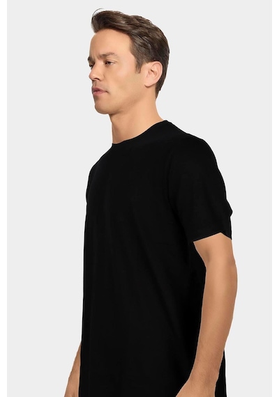 Jiber Erkek Bambu Terletmeyen Hafif Kumaş T-shirt Siyah