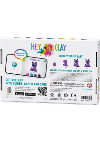 Hey Clay Hava İle Kuruyan Kil 6'lı Kutu - Sevimli Evcil Hayvanlar Tavşan, Siyam Kedisi, Gine Domuzu