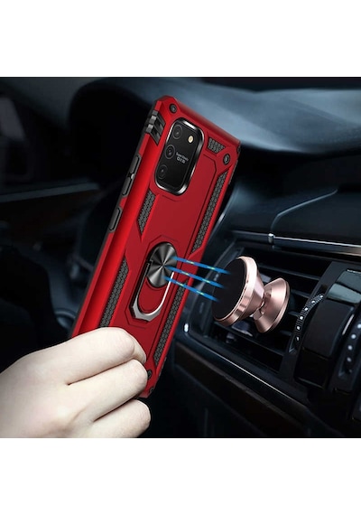 Samsung Galaxy Uyumlu S 10 Lite Kılıf Sert Silikon Yüzüklü Stand Özellikli Kapak