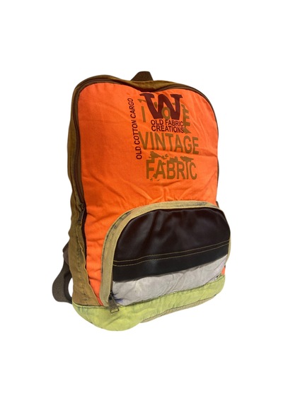 Old Cotton Cargo Kaliteli Tek Bölmeli Vintage Disayn Günlük Gezi Spor Okul Sırt Çantası Patchwork Komor 29x42cm Bej