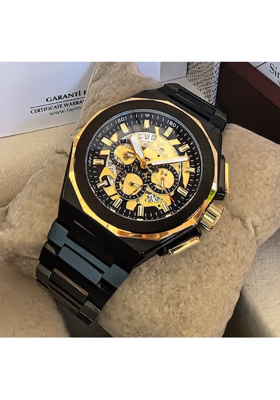 Raymond Premium Seri Siyah Çelik Erkek Kol Saati