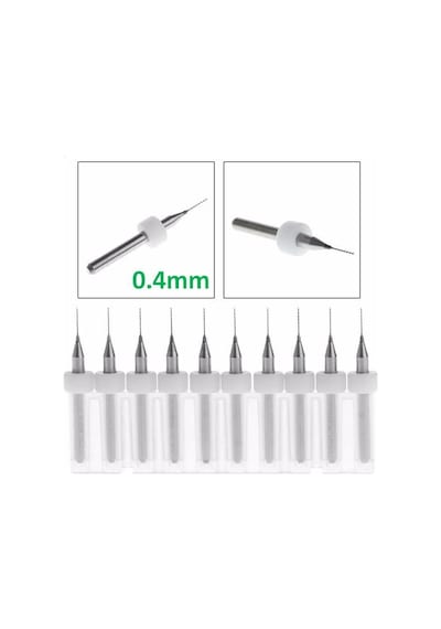 Pcb Matkap Ucu 0,4mm Tungsten Mikro Karbür 10 Adet 18 Shank Spiral Flüt