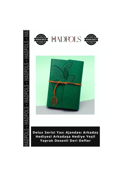 Delux Serisi Yazı Ajandası Arkadaş Hediyesi Arkadaşa Hediye Yeşil Yaprak Desenli Deri Defter