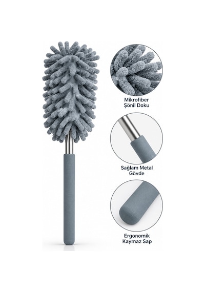 Mikrofiber Makarna Mop Toz Alma Paspası Tüy Toplayıcı Çok Amaçlı Temizlik Mopu 43317900