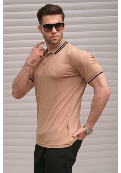 Madmext Vizon Polo Yaka Regular Fit Erkek T-shirt 6110-vizon Vizon