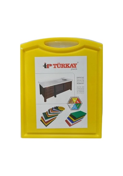 Türkay 32.5x26.5x2 Cm Saplı-oluklu Polietilen Kesme Tahtası Kesim Levhası Sarı 1244