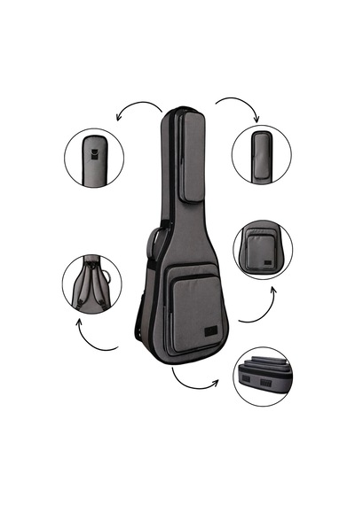 Gri Profesyonel Gigbag Klasik Gitar Kılıfı - Çantası - Su Geçirmez