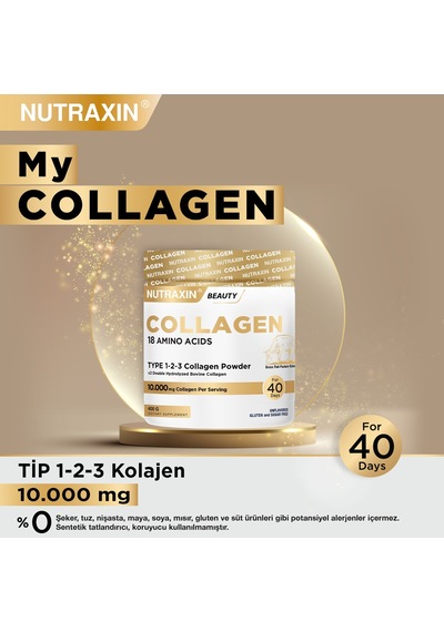 Nutraxin Beauty Tip 1, 2, 3 Kolajen İçeren Toz Takviye Edici Gıda 400 G