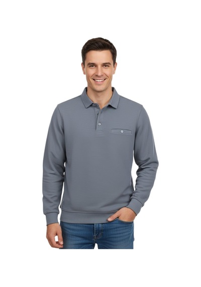 Raymons Erkek Gömlek Yaka Petek Doku Cepli Regular Fit Sweatshirt Bgl-st04956 Gri