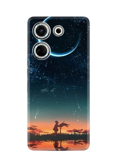 Tecno Camon 20 Kılıf Silikon Desen Özel Seri Ay Ve Kız 1720