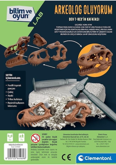 Clementoni - Bilim Ve Oyun - Dev T-rex'in Kafatası