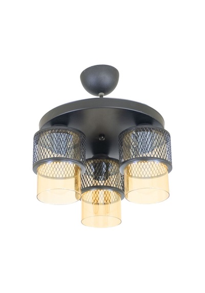 Üçlü Bal Cam Kafes Model Modern Plafonyer Avize H