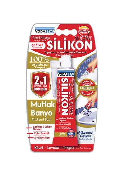 2 Adet Vodaseal Tüp Silikon Şeffaf 50g