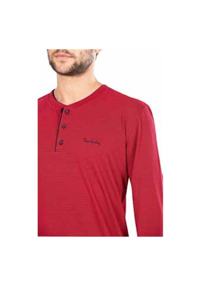 Pierre Cardin Erkek Penye Çizgili Pijama Lacivert Bordo