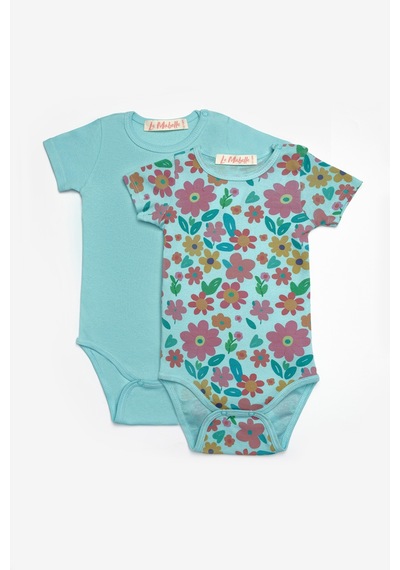 Le Mabelle Mint Çiçek Desenli İkili Kız Bebek Zıbın Set - Zoe Yeşil