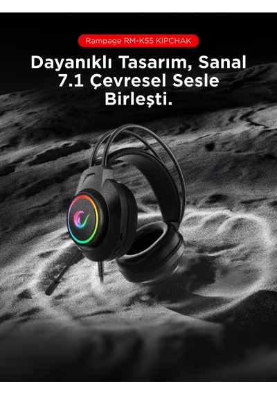 Kipchak Gaming Mikrofonlu Oyuncu Kulaklığı Siyah Rgb Led 7.1 Rm-k55