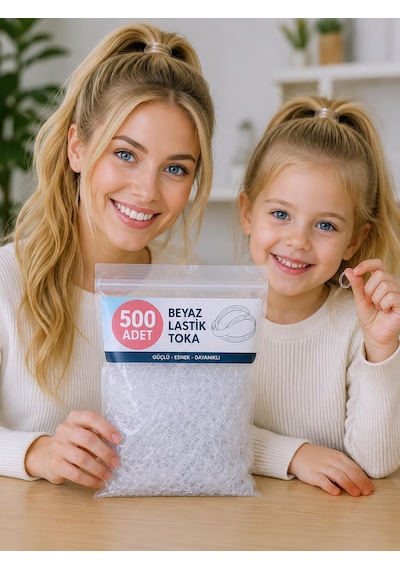 500'li Beyaz Şeffaf Perma Saç Lastiği Örgü Tokası, Lastik Toka Seti, Toka Organizer, Toka, Kız Çocuk Toka, Toka Diğer