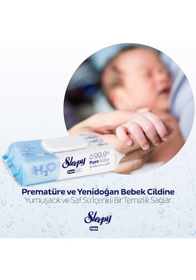 Sleepy Aquacare H2o Yenidoğan Islak Bebek Havlusu 4x50 4'lü Set