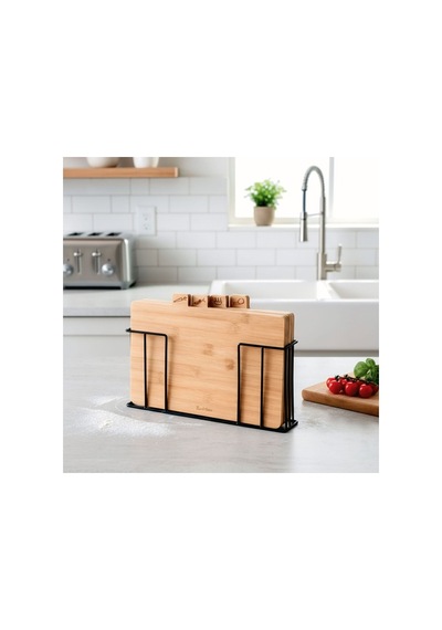 Tantitoni 4'lü, 28x20 Cm, Bambu, Standlı Kesme Tahtası, 4'lü Kesme Tahtası, Wood Cb50254b Ahşap