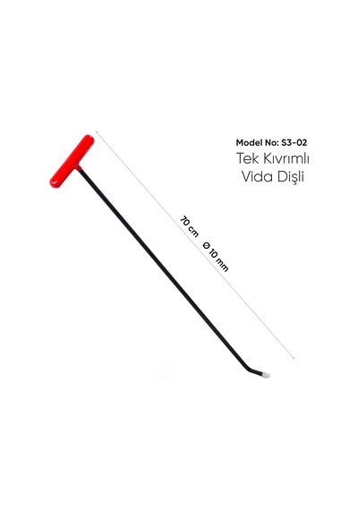 70 Cm 10 Mm Çap Tek Kıvrımlı Vida Dişli Boyasız Göçük Düzeltme Çubuğu - S3-02, Pdr Çubuk