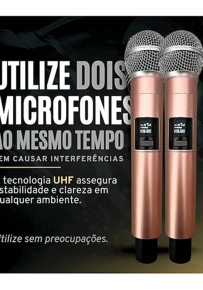Profesyonel Çiftli Kablosuz Mikrofon Seti Karaoke Şarj Edilebilir 50 Metre Mesafe Rose
