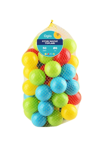 Oyun Havuz Topu 6 Cm 50 Adet Top Havuzu İçin Yumuşak Renkli Toplar, Filede 1+ Yaş