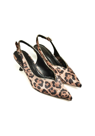 Fox Shoes U820503304 Leopar Kumaş Alçak Topuklu Kadın Ayakkabı Kahverengi