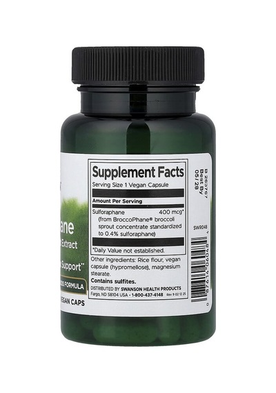 Swanson Vitamins, Sulforaphane From Broccoli Sprout Extract, 400 Mcg, 60 Vegan Caps