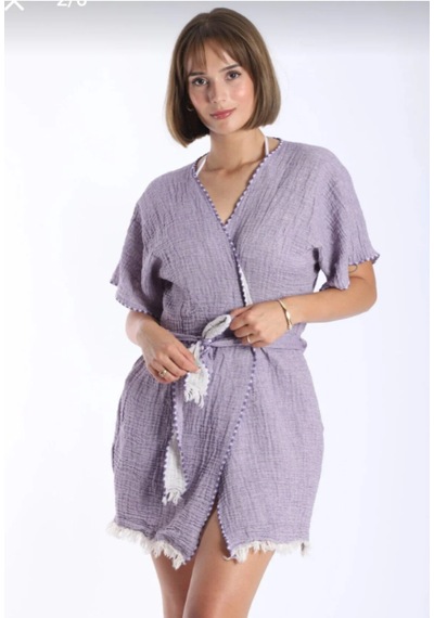 Trendol Fashıon Life Kimono - Peştemal Kimono - Müslin Kimono - Selimiye Açık Mor