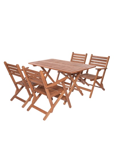Modermo 4 Kişilik Ahşap Katlanır Koltuklu Bahçe Seti - 135x80 Cm Grup E