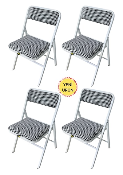 Hey 4'lü Katlanır Kamp Sandalyesi Piknik Sandalye Kazayağı Beyaz Çok Renkli