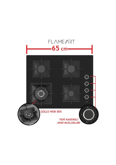 Ferre Flowart Serisi Siyah Ankastre Set SC405-WFA - QBL63CS - D080