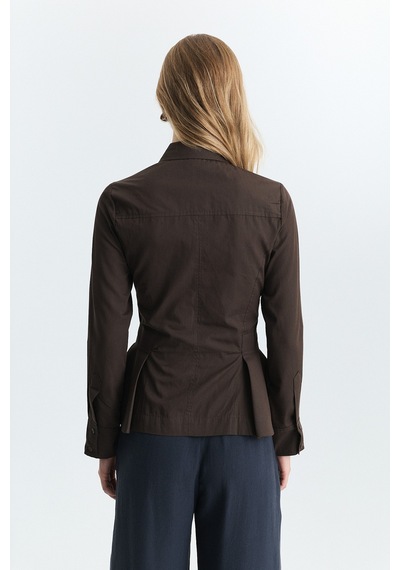 Antioch Peplum Poplin Gömlek Kahve
