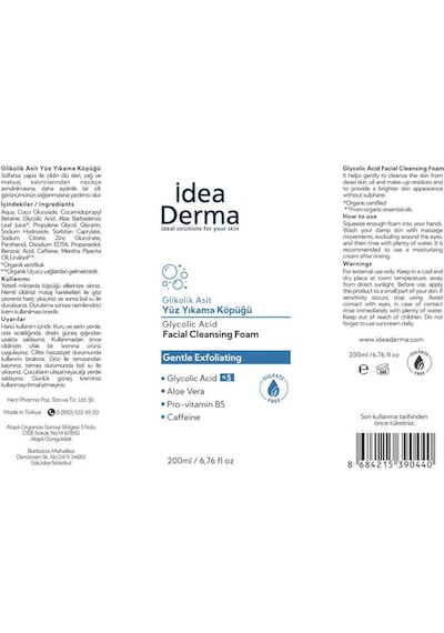 İdea Derma Glikolik Asit Yüz Yıkama Köpüğü 200 ML