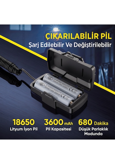 Philips Sfl3341 10w Led 650 Lümen 3600mah Teleskopik Zoomlu 5 Işık Modlu Şarjlı Profesyonel Kamp Ve Kafa Lambası Siyah