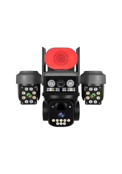 O-kam Ok8090 4g Simkartlı Solar 3 Lens 9mp Siren Mikrofon Hoparlör Yapay Zeka Güneş Panelli Ptz Kamera