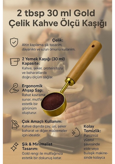 2 Tbsp 30 Ml Gold Çelik Kahve Ölçü Kaşığı Mt148sr
