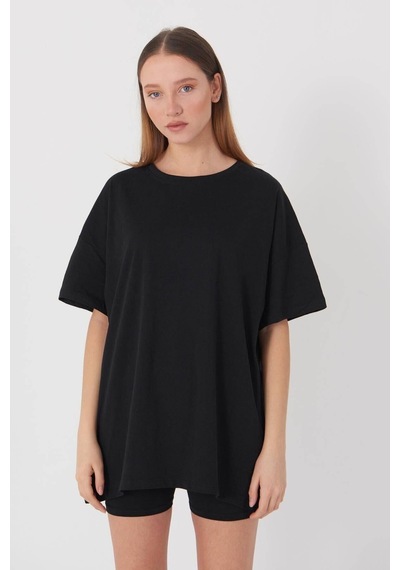 Blackjack Giyim Siyah Düz Oversize Tshirt Siyah