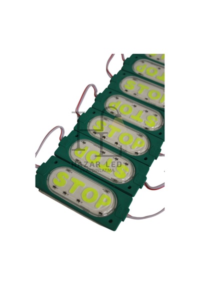 12 Volt 6 Watt Yeşil Stop Yazılı Animasyonlu Çakar Modül Led 5 Adet