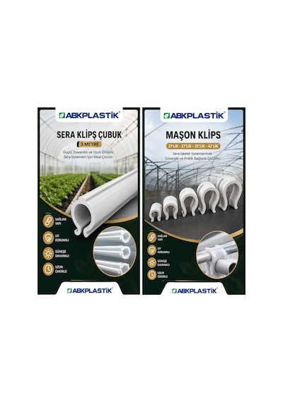 Abk-mason-32-100pk 32'lik 1" Sera Boru Maşon Klipsi 100 Adet Abkplastik Bağlantı Elemanı