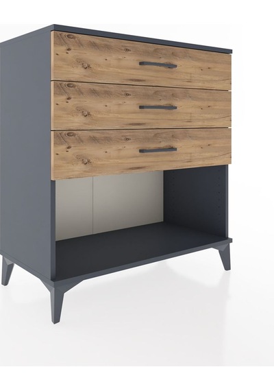 Hyperion Şifonyer 3 Çekmeceli 88x44x96 Antrasit-çam Antrasit