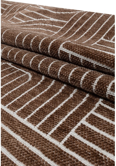 Modena İskandinav Yıkanabilir Şönil Kilim Saçaklı, Kaymaz Tabanlı Koridor Salon Oturma Çocuk Odası Halısı Kahverengi
